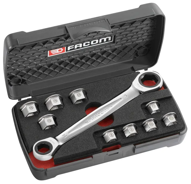 facom-464-j1apb-coffret-cl-polygonale-cliquet-11-en-1-14-19-mm-9-bagues-8-17-mm image 1