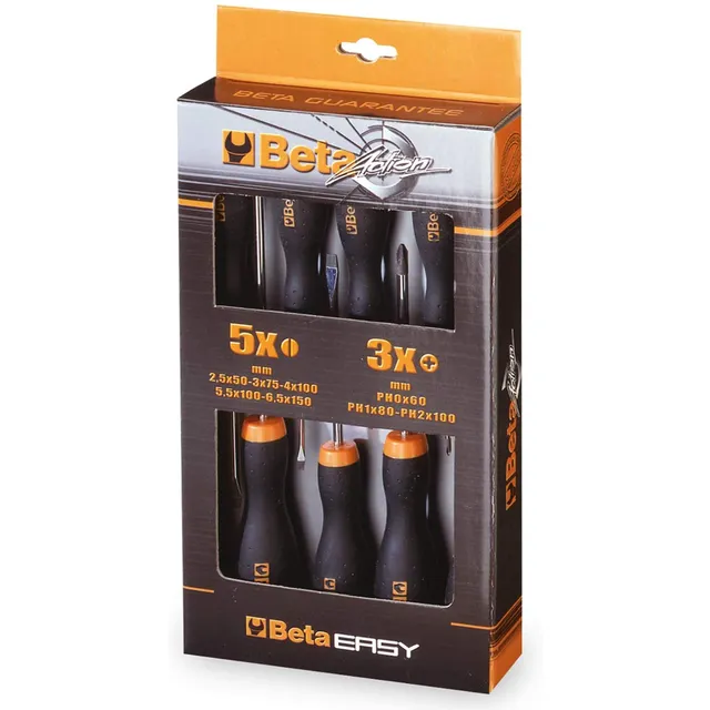 beta-tools-1203-d8p-jeu-de-8-tournevis-noir-orange-pour-vis-fendues-et-cruciform image 1