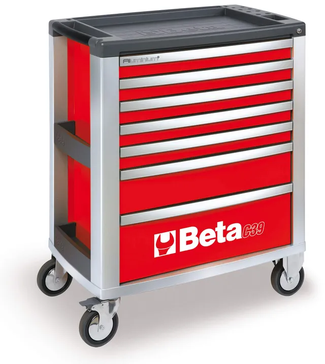 beta-tools-c39-7-r-commode-mobile-d-atelier-7-tiroirs-rouge-rails-billes-charge- image 1