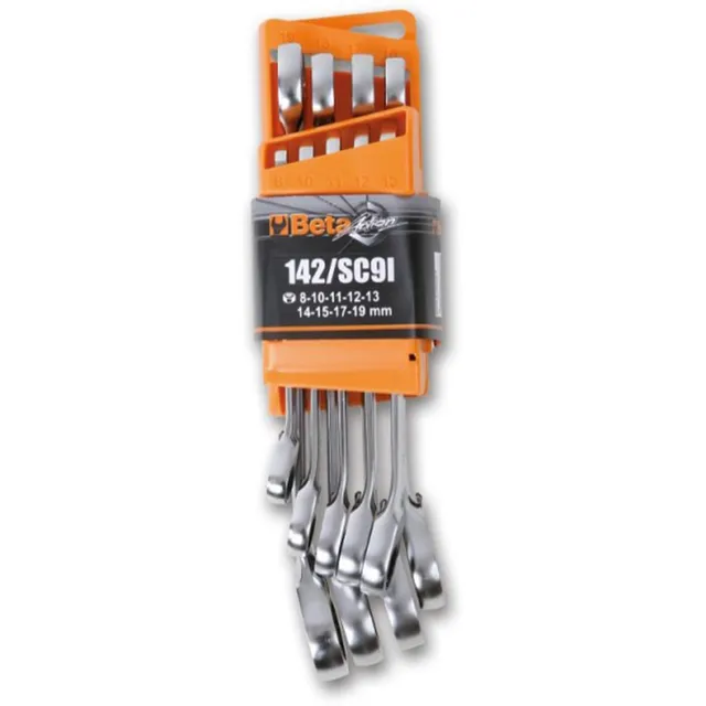 beta-tools-142-sc9i-jeu-de-9-cl-s-mixtes-cliquet-r-versible-8-19-mm-avec-support image 1