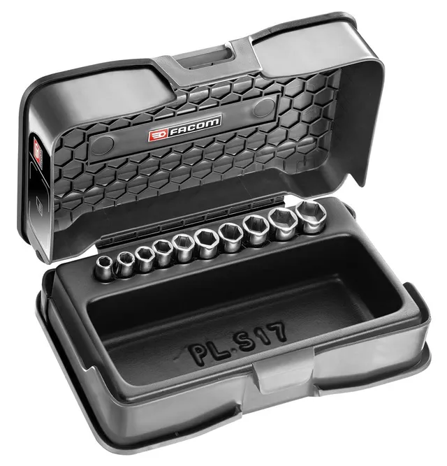 facom-coffret-de-10-douilles-1-4-6-pans-m-triques-5-5-14-mm-avec-plateau-pl-s17 image 1