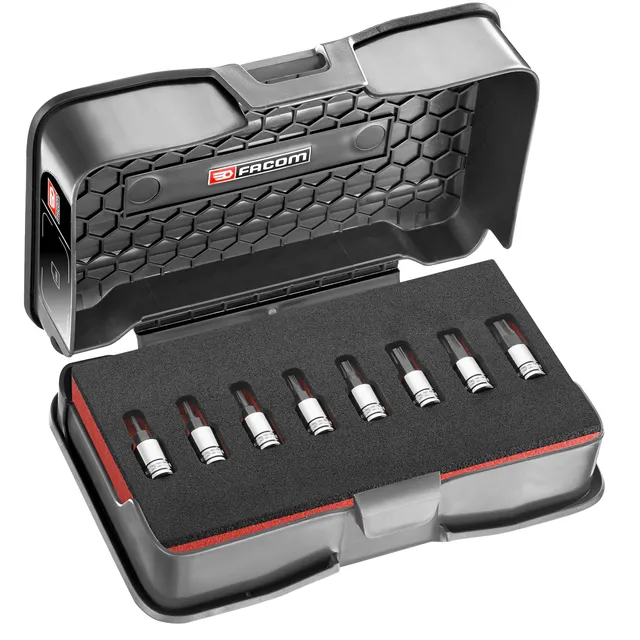 facom-rtm-j8mgrppb-coffret-de-8-embouts-ogv-grip-6-pans-1-4-pour-vis-hexagonales image 1