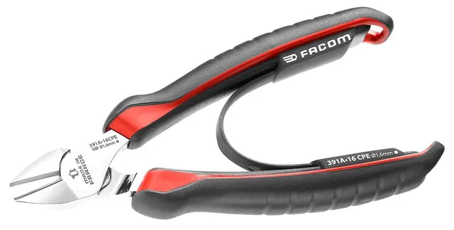 facom-391a-16cpe-pince-coupante-diagonale-bec-effil-lectricien-160-mm-rouge-noir image 1
