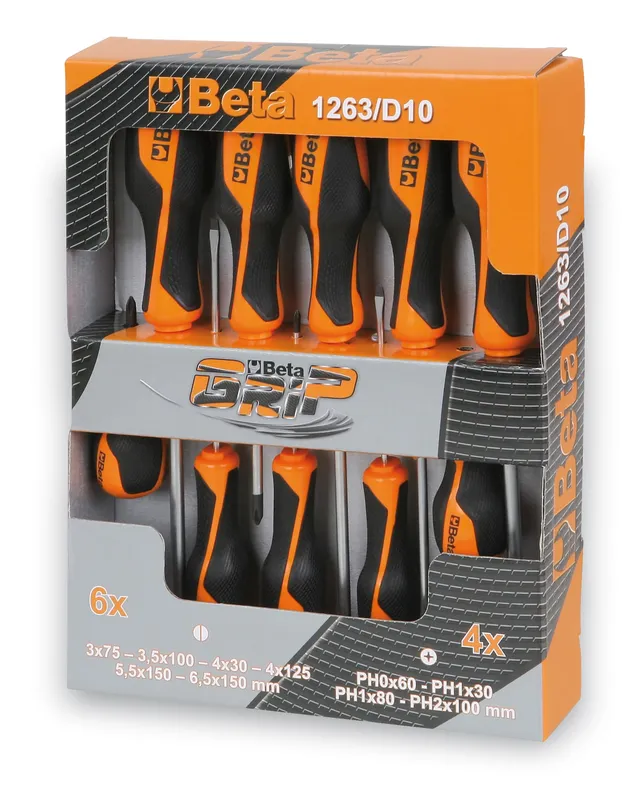beta-tools-1263-d10-jeu-de-10-tournevis-betagrip-plats-et-phillips-poign-es-ergo image 1