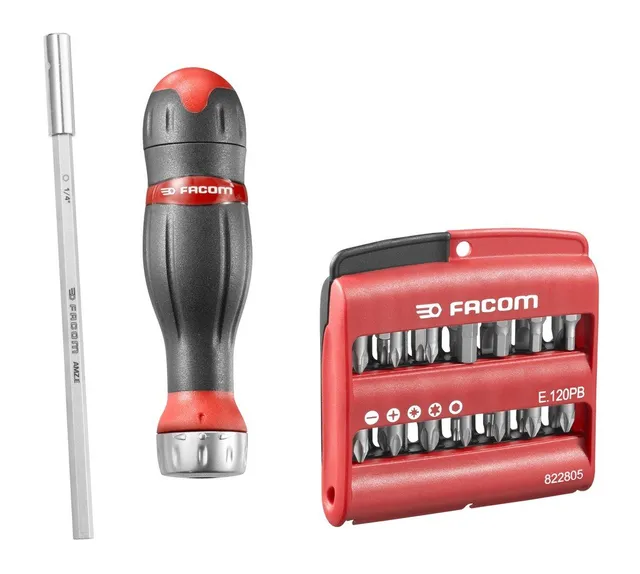 facom-acl-2a2-protwist-composition-tournevis-3-en-1-cliquet-45-dents-avec-28-emb image 1