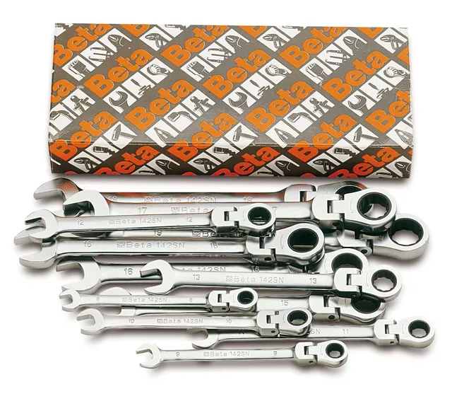 beta-tools-142sn-s13-jeu-de-13-cl-s-mixtes-cliquet-articul-7-19-mm-en-bo-te image 1