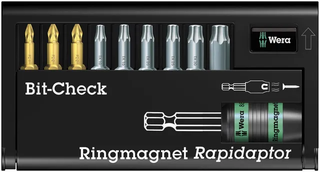 wera-8855-67-9-bit-check-05056388001-jeu-de-10-embouts-et-porte-embouts-rapidapt image 1