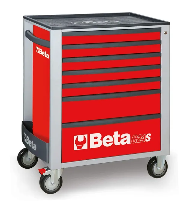 beta-tools-c24s-7-r-servante-d-atelier-mobile-7-tiroirs-rouge-glissi-res-billes- image 1