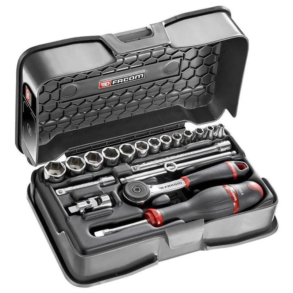 facom-r-161-3p6-coffret-de-douilles-1-4-6-pans-m-triques-19-pi-ces-cliquet-13-do image 1