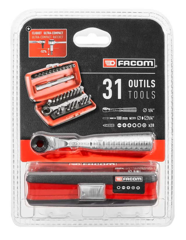 facom-r-pej31pb-coffret-31-embouts-cliquet-1-4-pour-tournevis-cliquet-facom image 1