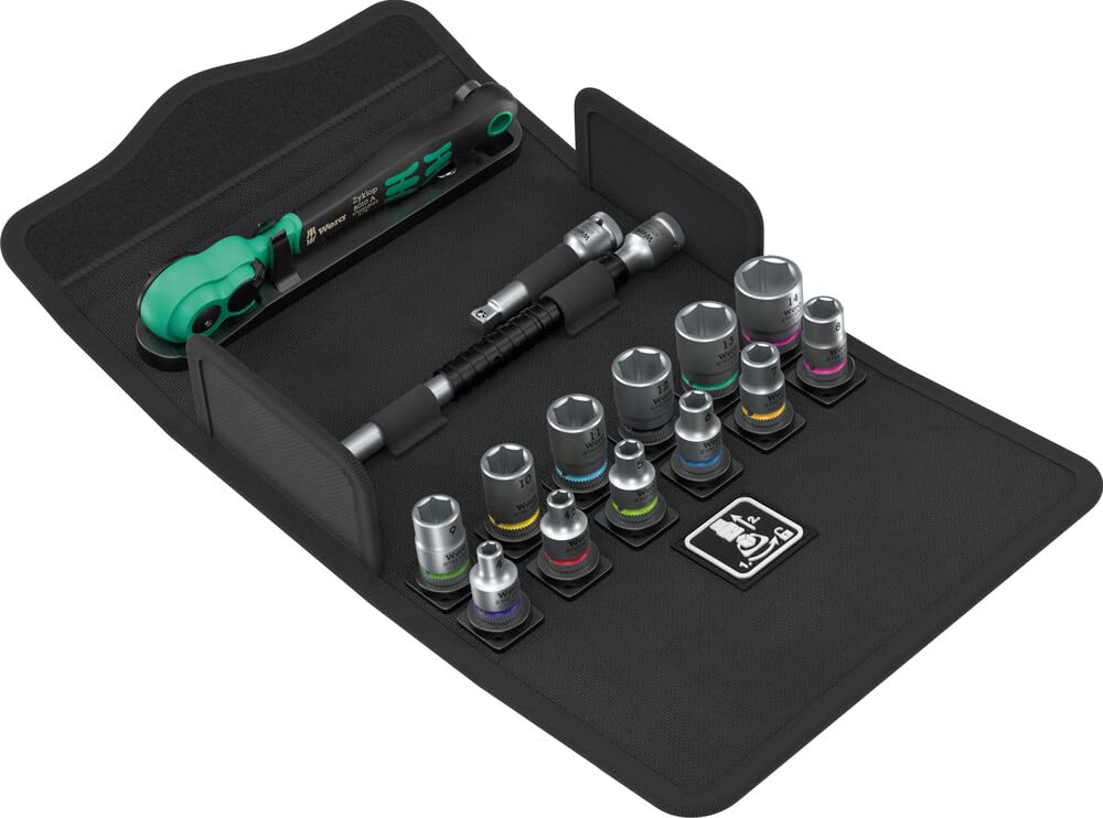 wera-8100-sa-13-jeu-de-15-pi-ces-avec-cliquet-zyklop-comfort-1-4-m-trique-et-ral image 1