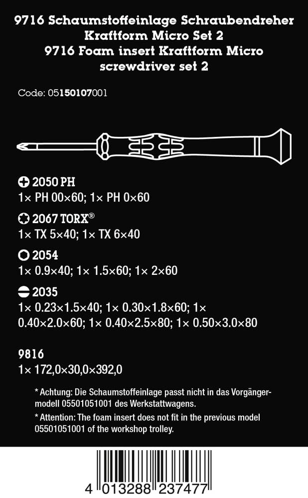wera-9716-insert-en-mousse-kraftform-micro-2-jeu-de-13-pi-ces-dont-12-tournevis- image 2