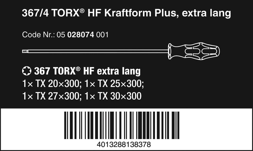 wera-367-4-torx-hf-kraftform-plus-jeu-de-4-tournevis-torx-extra-longs-300-mm-ave image 2