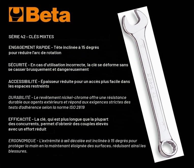 beta-tools-42-s17-jeu-de-17-cl-s-mixtes-fourche-et-anneau-chrom-es-mates-6-22-mm image 8