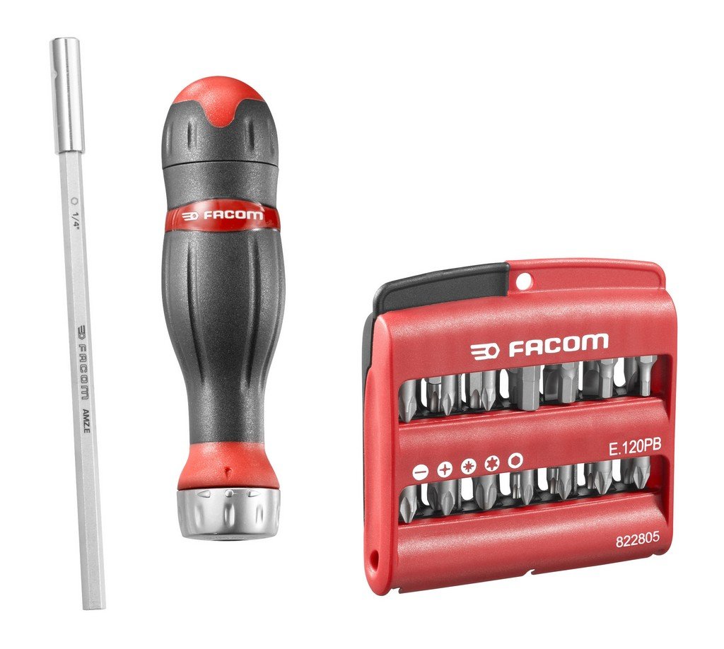 facom-acl-2a2-protwist-composition-tournevis-3-en-1-cliquet-45-dents-avec-28-emb image 1