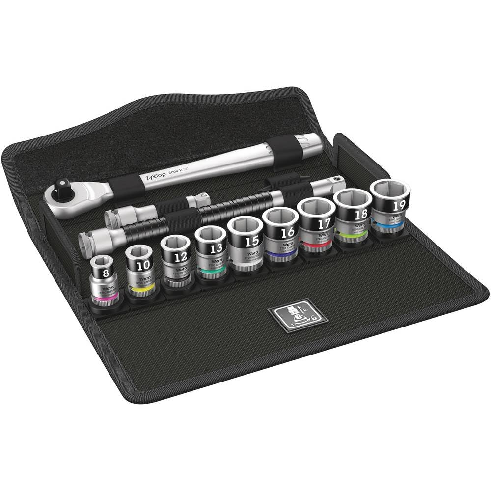 wera-zyklop-metal-8100-sb-hf-1-jeu-cliquet-3-8-avec-levier-d-inversion-et-retenu image 1