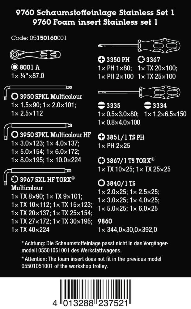 wera-9760-insert-en-mousse-stainless-set-1-outils-en-acier-inoxydable-tournevis- image 2