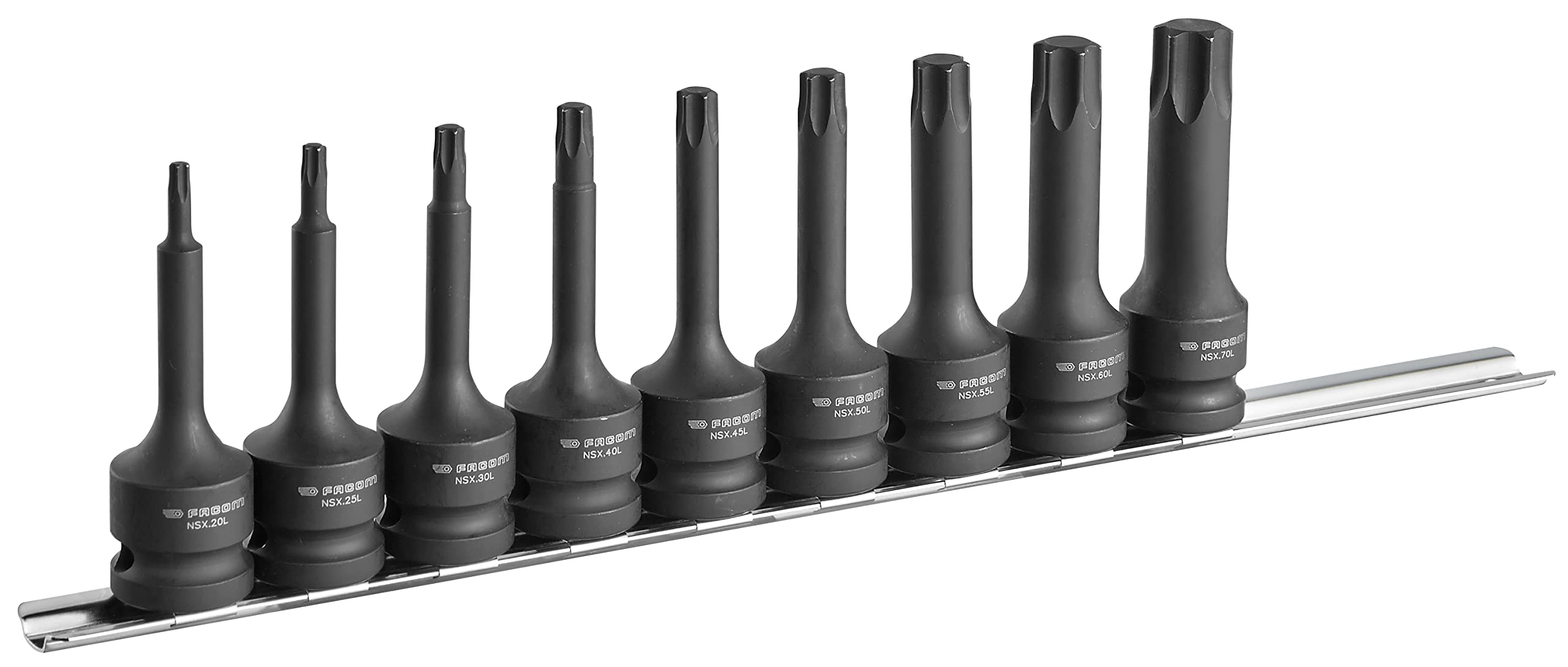 facom-nsxl-j9apb-jeu-de-9-embouts-impact-torx-tvs-1-2-longs-t20-t70-sur-rail image 2