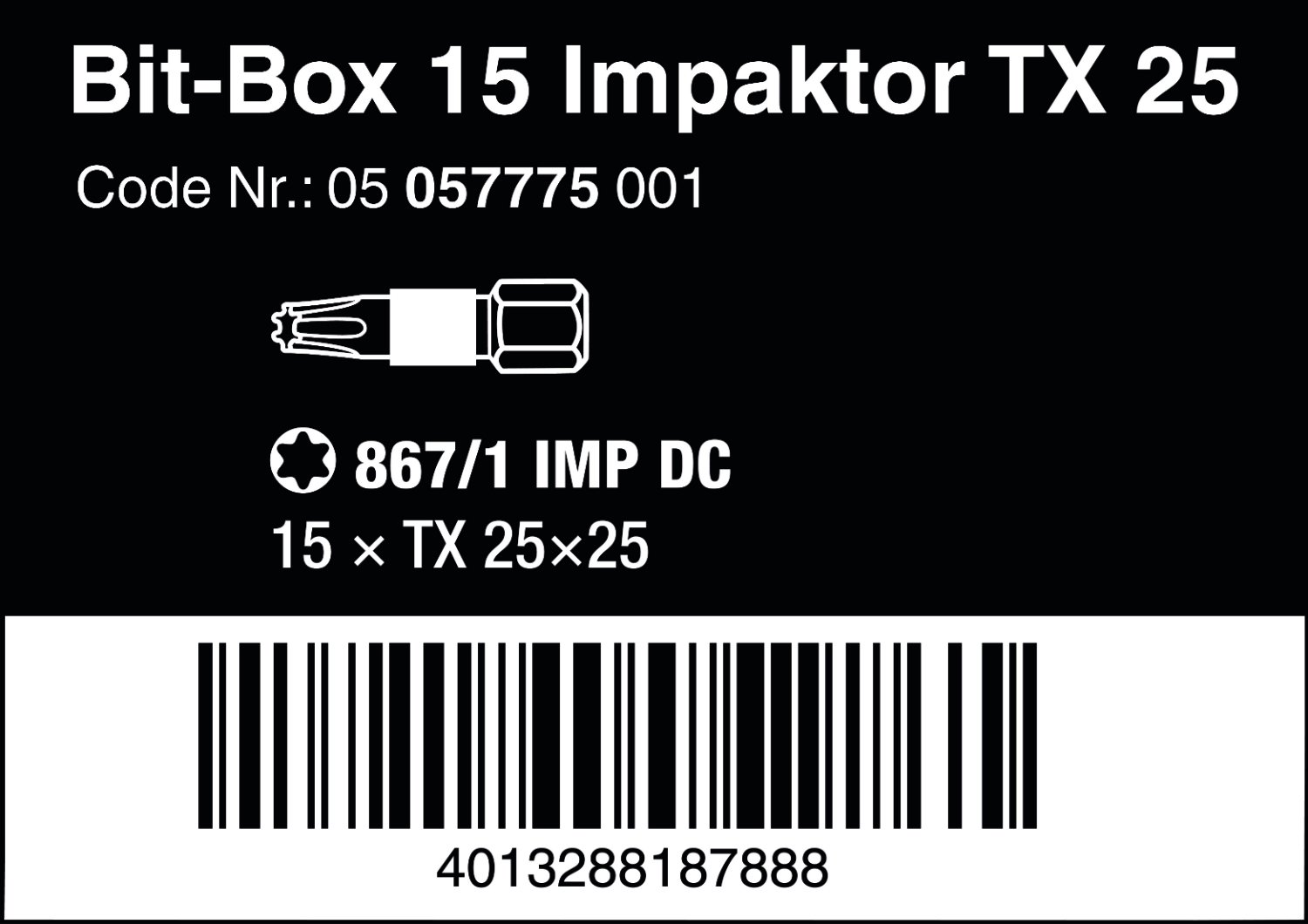 wera-05057775001-bit-box-15-impaktor-tx25-bo-te-de-15-embouts-torx-pour-visseuse image 2
