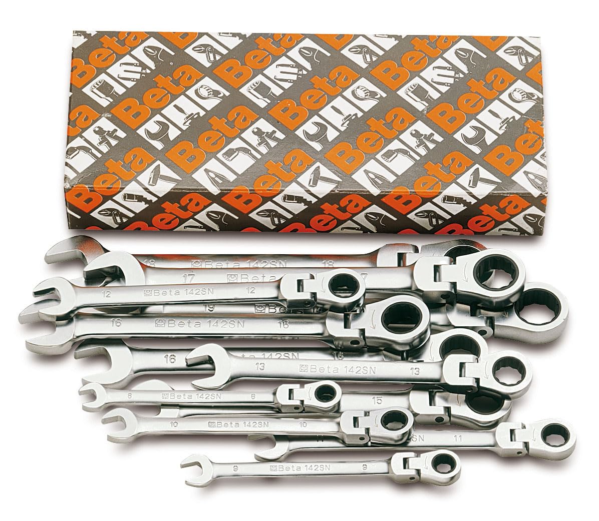 beta-tools-142sn-s13-jeu-de-13-cl-s-mixtes-cliquet-articul-7-19-mm-en-bo-te image 1