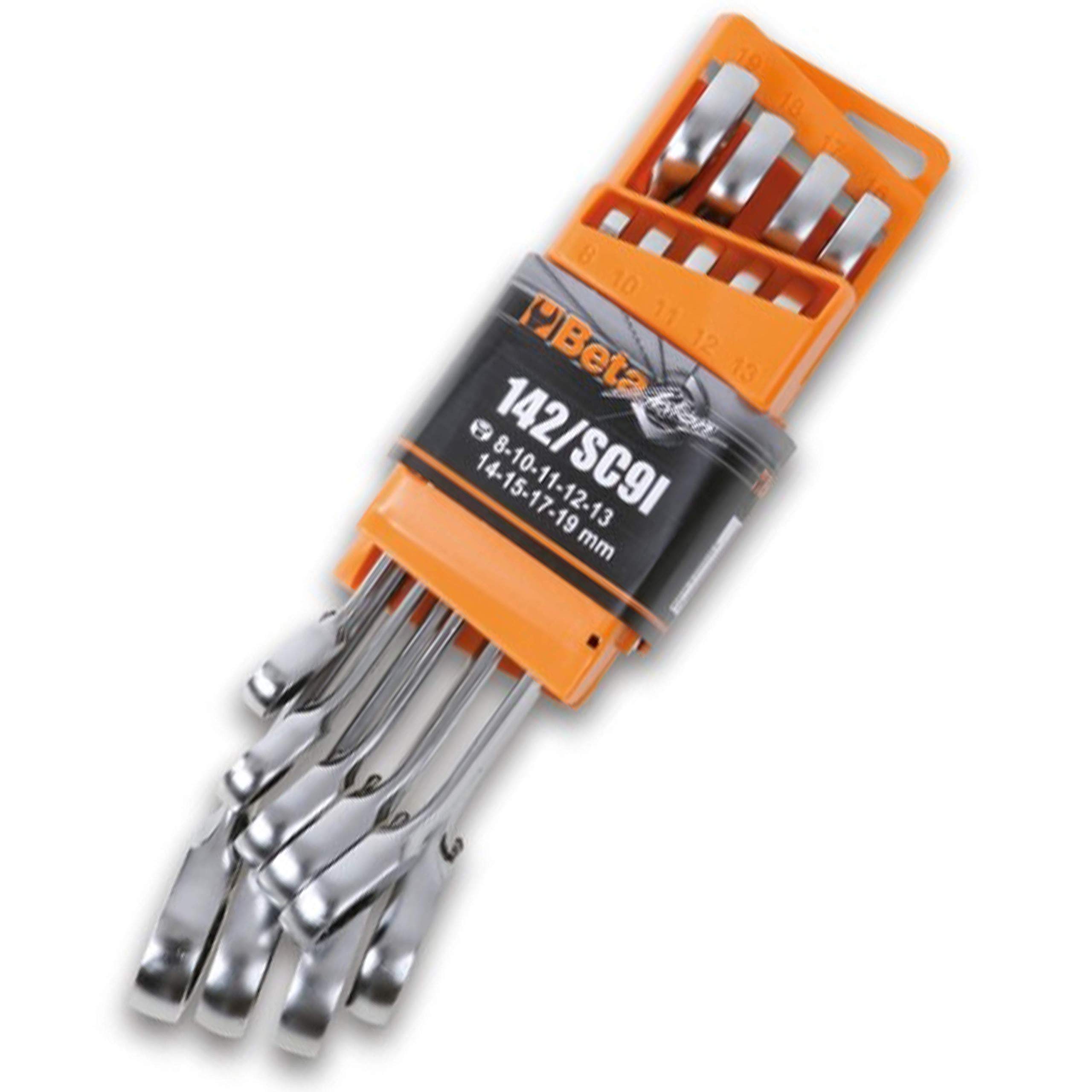 beta-tools-142-sc9i-jeu-de-9-cl-s-mixtes-cliquet-r-versible-8-19-mm-avec-support image 2