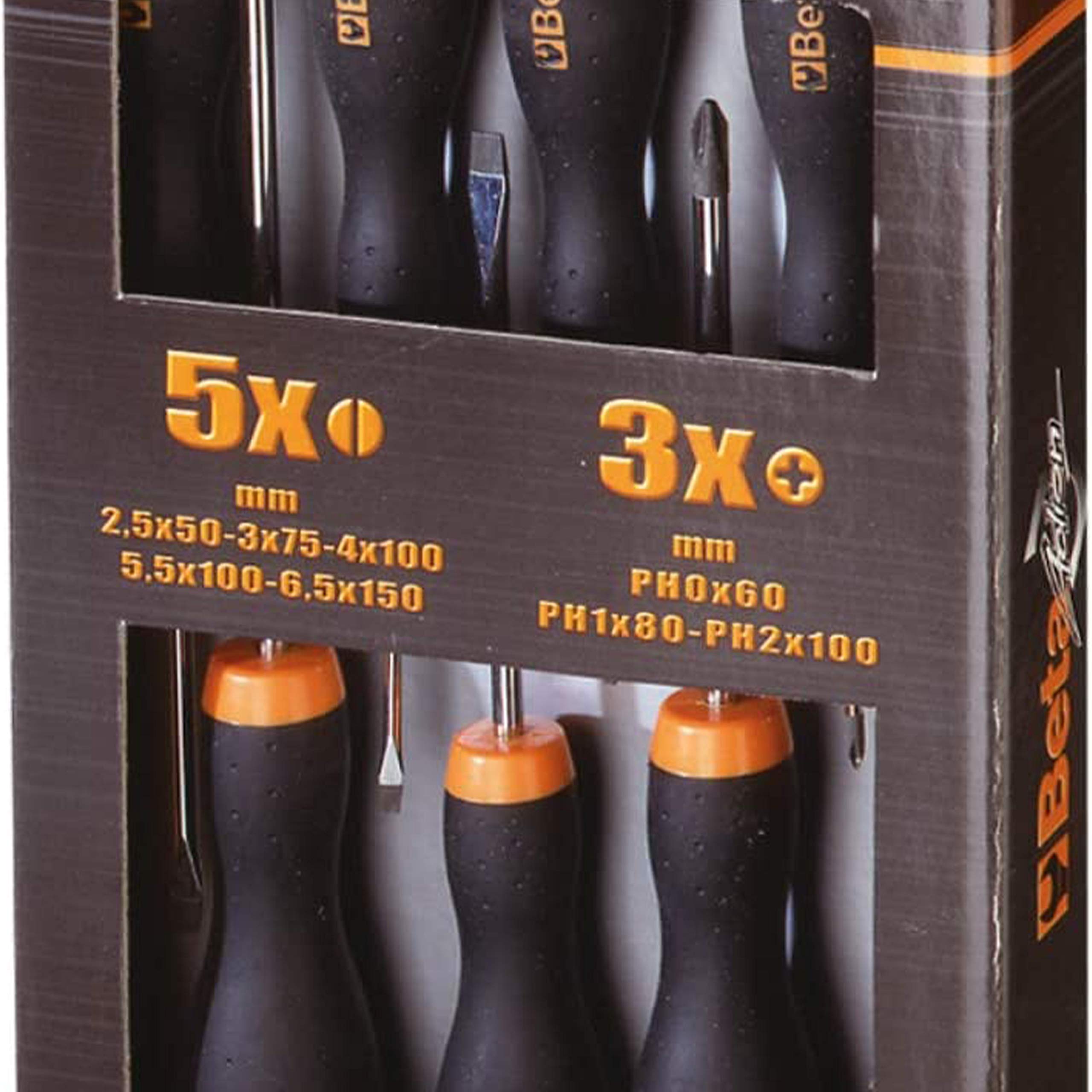 beta-tools-1203-d8p-jeu-de-8-tournevis-noir-orange-pour-vis-fendues-et-cruciform image 2