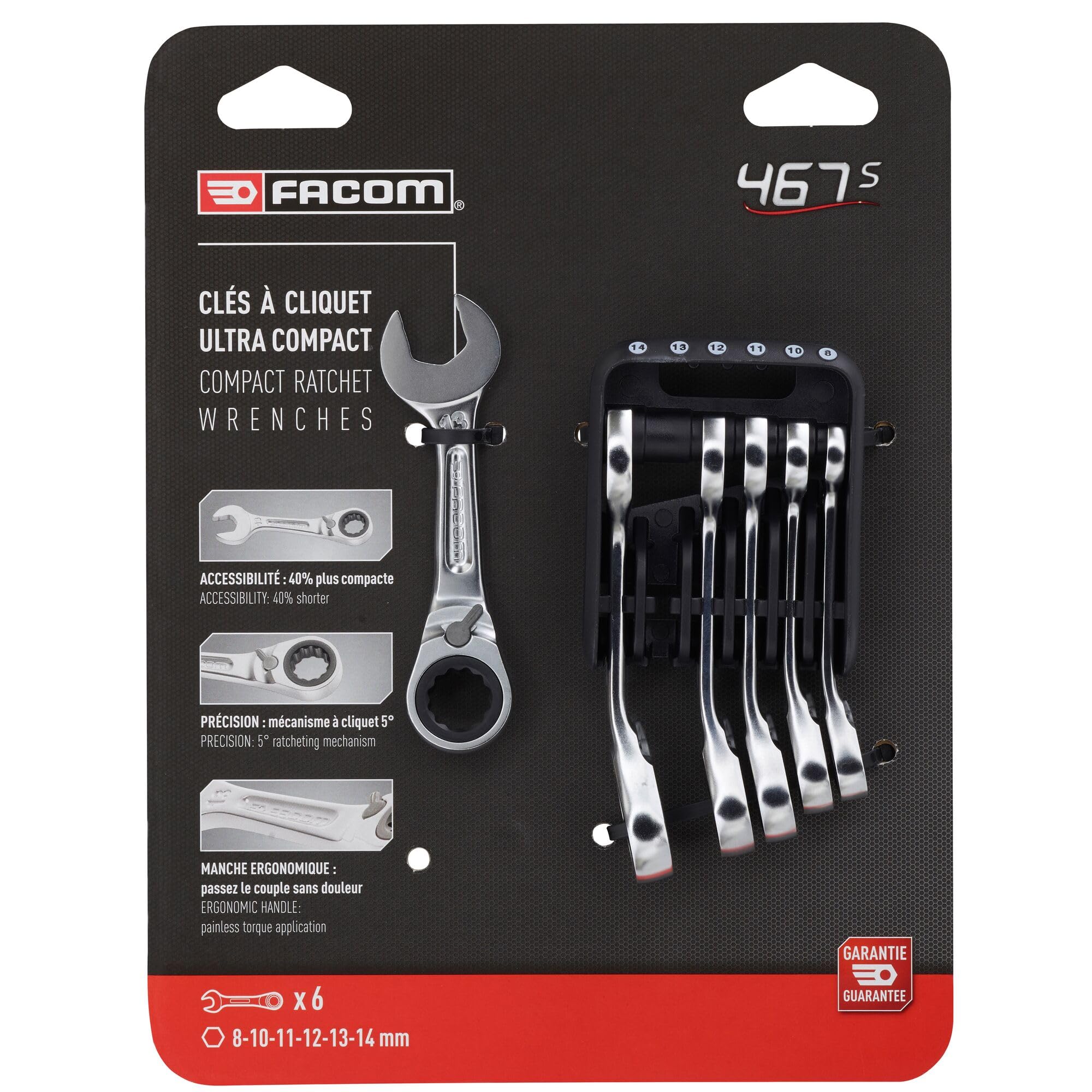 facom-467bs-jp6pb-jeu-de-6-cl-s-mixtes-cliquet-courtes-8-14-mm-avec-fourche-anti image 2