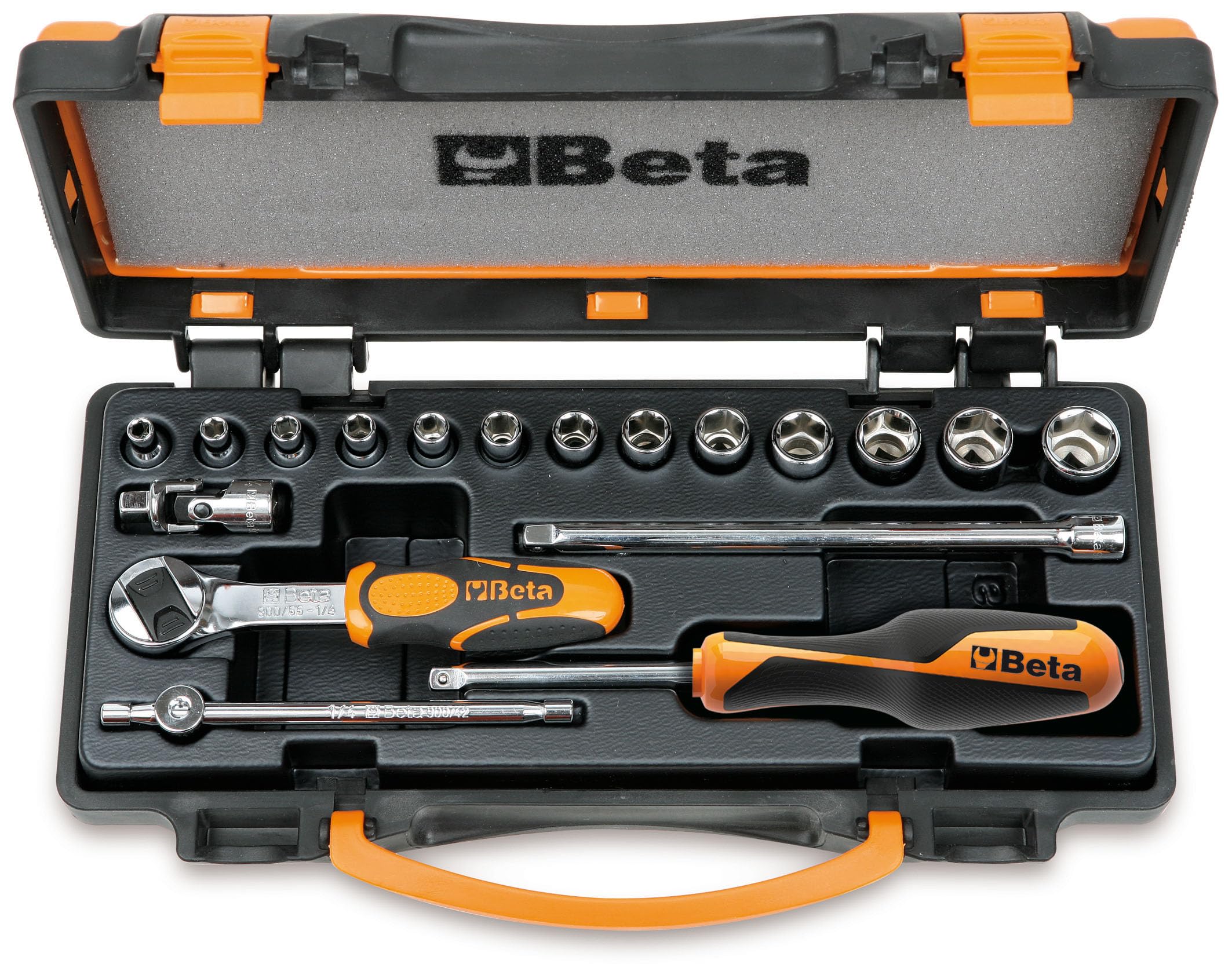 beta-tools-900-c13-5-coffret-13-douilles-6-pans-1-4-4-14-mm-et-5-accessoires image 1