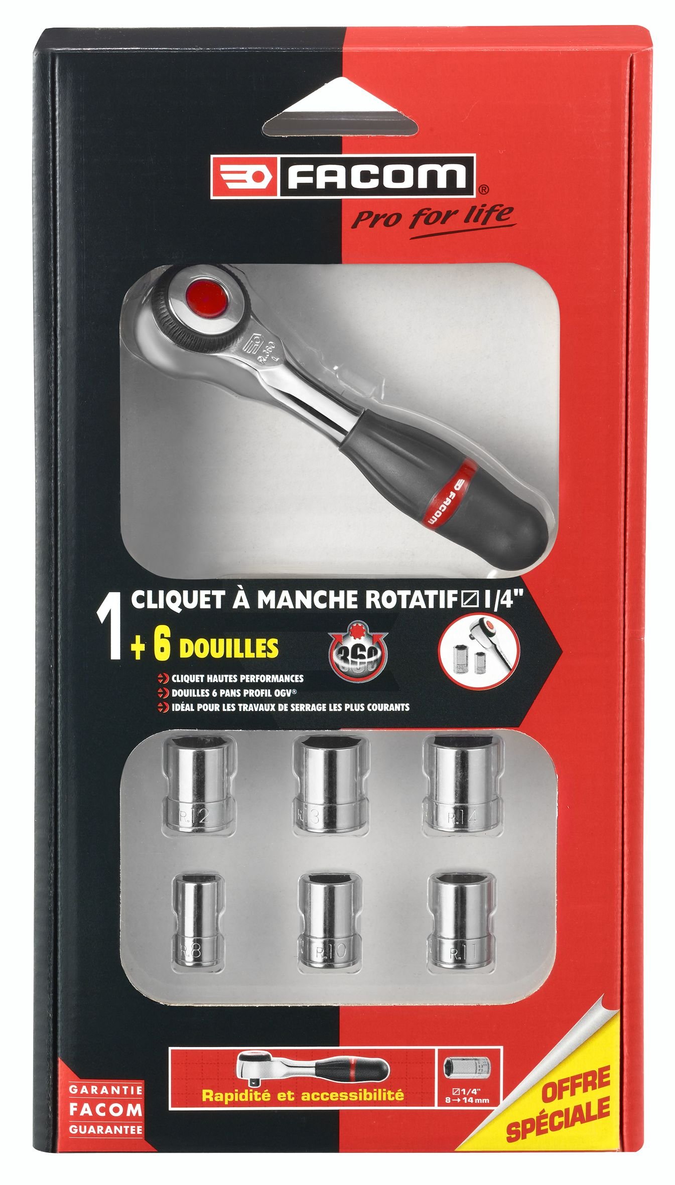 facom-r-360packpb-composition-de-serrage-1-4-360-avec-cliquet-rotatif-et-6-douil image 2
