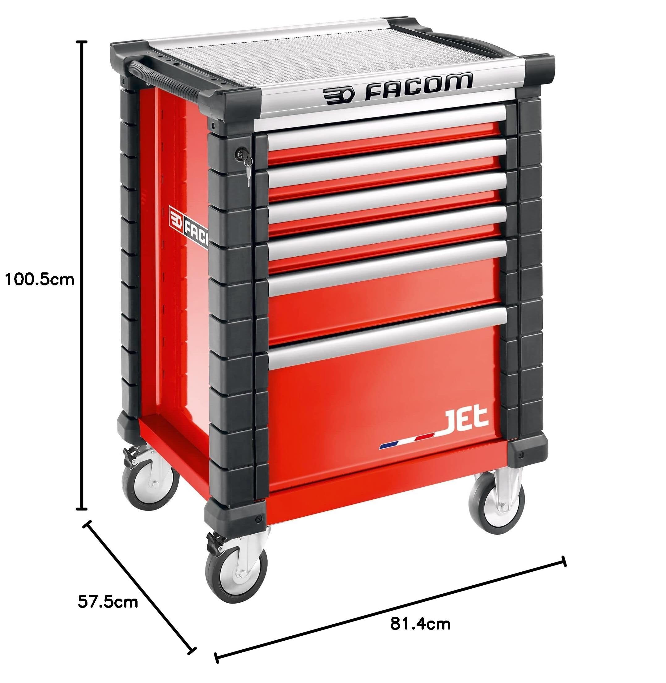 facom-jet-6m3a-servante-d-atelier-jet-rouge-6-tiroirs-sur-roulettes-3-modules-pa image 3