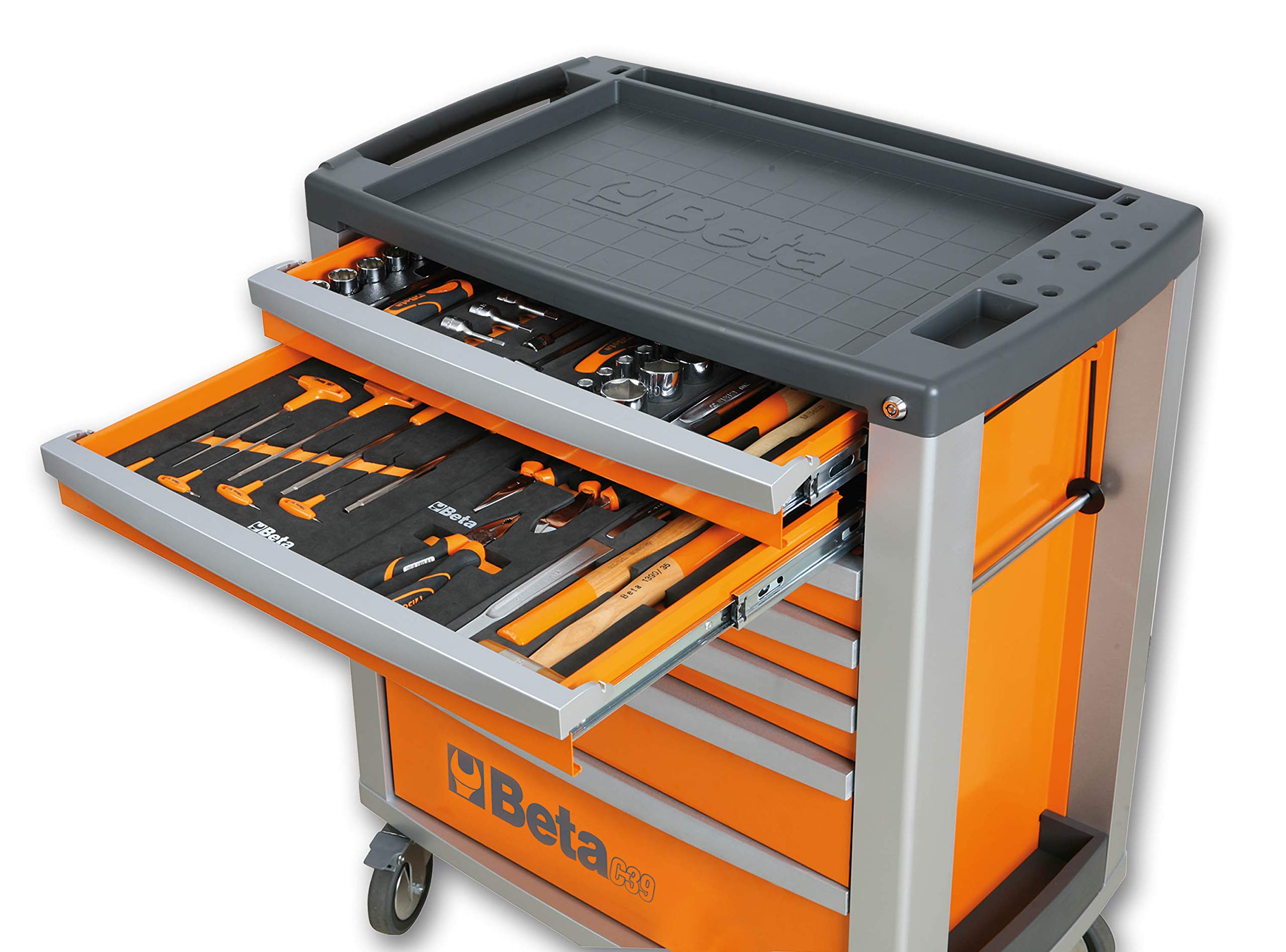 beta-tools-c39-7-r-commode-mobile-d-atelier-7-tiroirs-rouge-rails-billes-charge- image 2