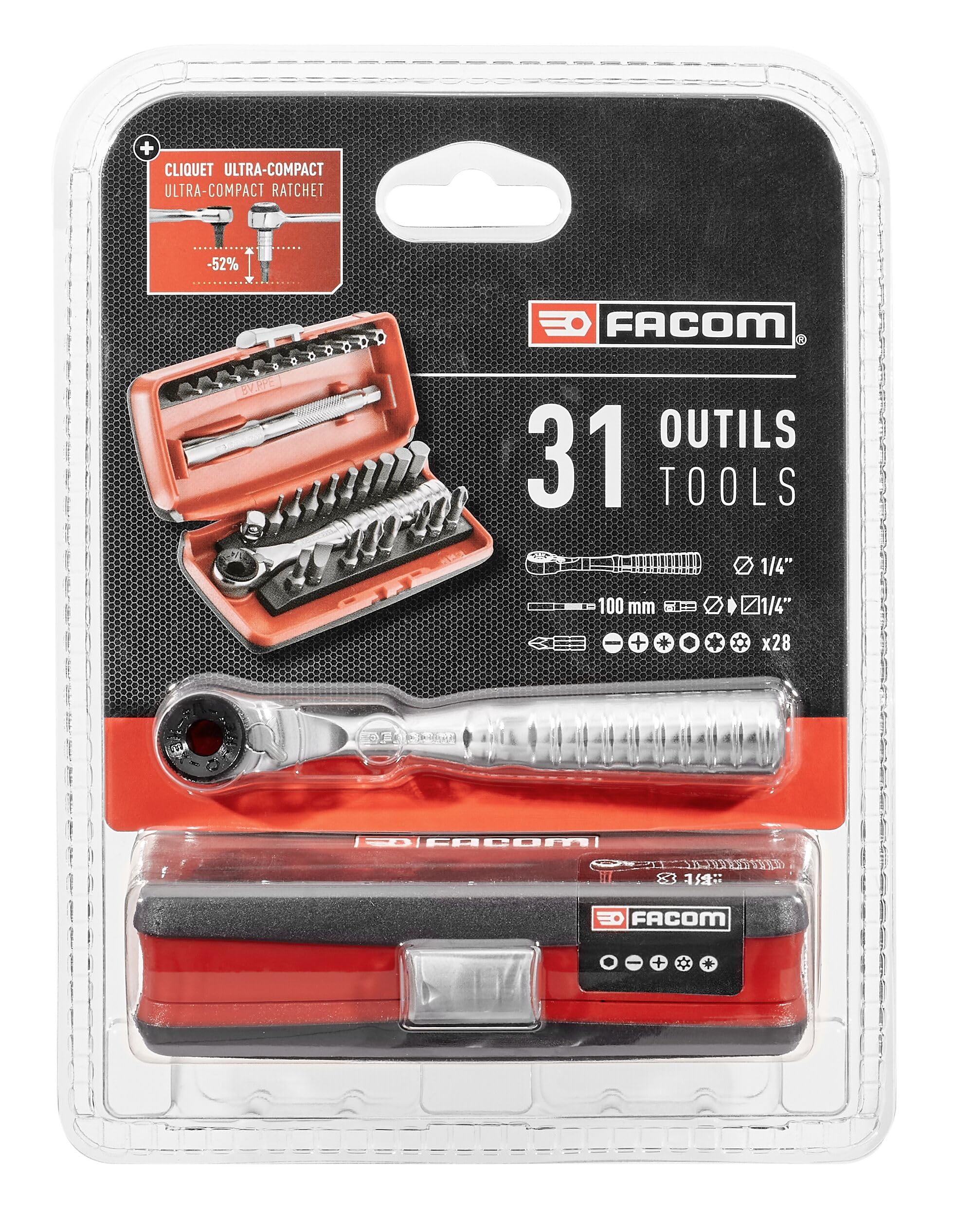 facom-r-pej31pb-coffret-31-embouts-cliquet-1-4-pour-tournevis-cliquet-facom image 1
